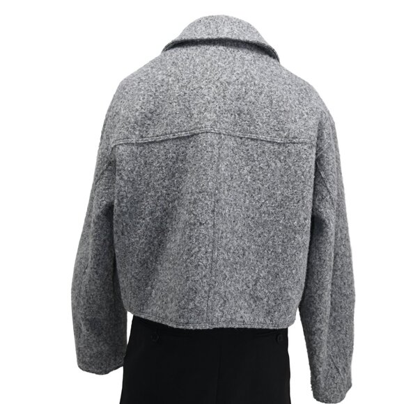 Zara Cropped Gray Zip Jacket Cozy Minimal XS Euro Coded - Picture 4 of 9